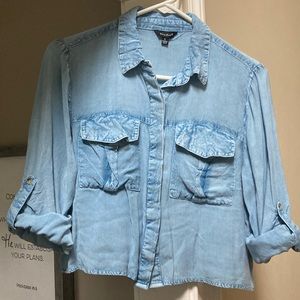 Cropped denim shirt